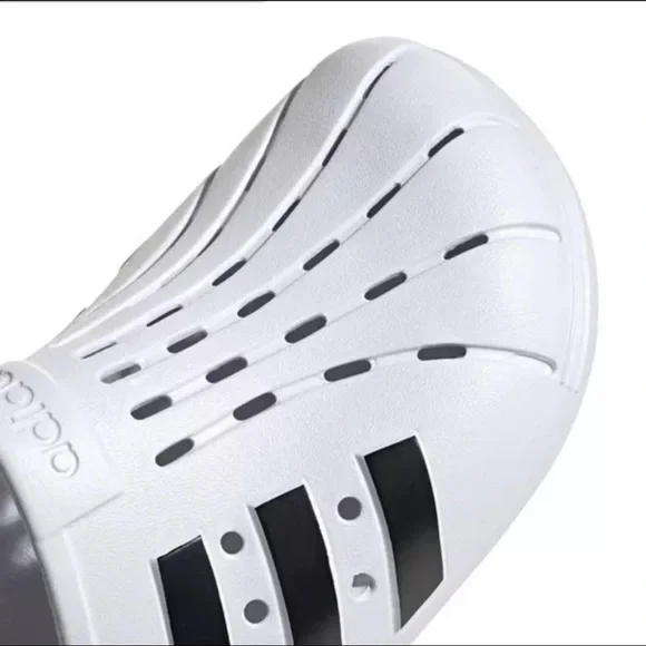Brand New Adidas Adilette White/Black Clog sz 7 & 8 women left - Picture 5 of 11